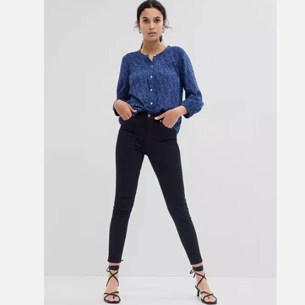 GAP High Rise Universal Skinny Jeans Black Buttery Soft Stretch Size 14/32 RT$60